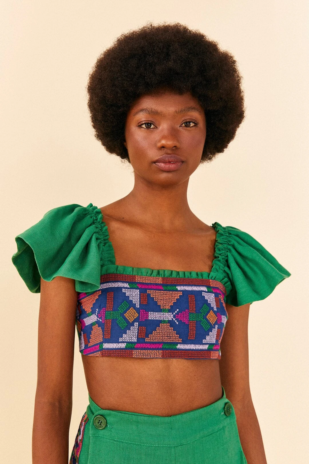 Farm Rio Embroided Green Top 1 Farm Rio Embroided Green Top