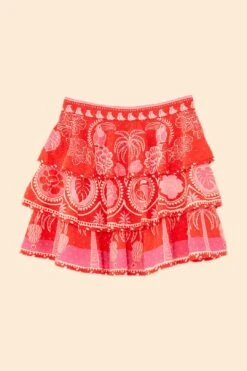 Farm Rio Red Summer Sunrise Mini Skirt -Farm Rio Shoop 311481 06