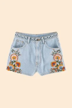 Farm Rio Summer Garden Embroidered Denim Shorts -Farm Rio Shoop 311873 06