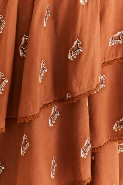 Farm Rio Caramel Embroidered Horses Layered Maxi Skirt 8 Farm Rio Caramel Embroidered Horses Layered Maxi Skirt -Farm Rio Shoop 311980 04