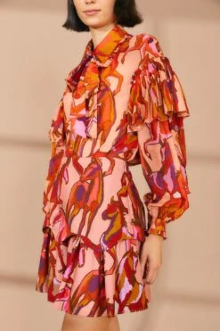 Farm Rio Rose Wild Horses Tiered Mini Skirt -Farm Rio Shoop 311997 03