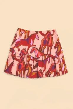 Farm Rio Rose Wild Horses Tiered Mini Skirt -Farm Rio Shoop 311997 06