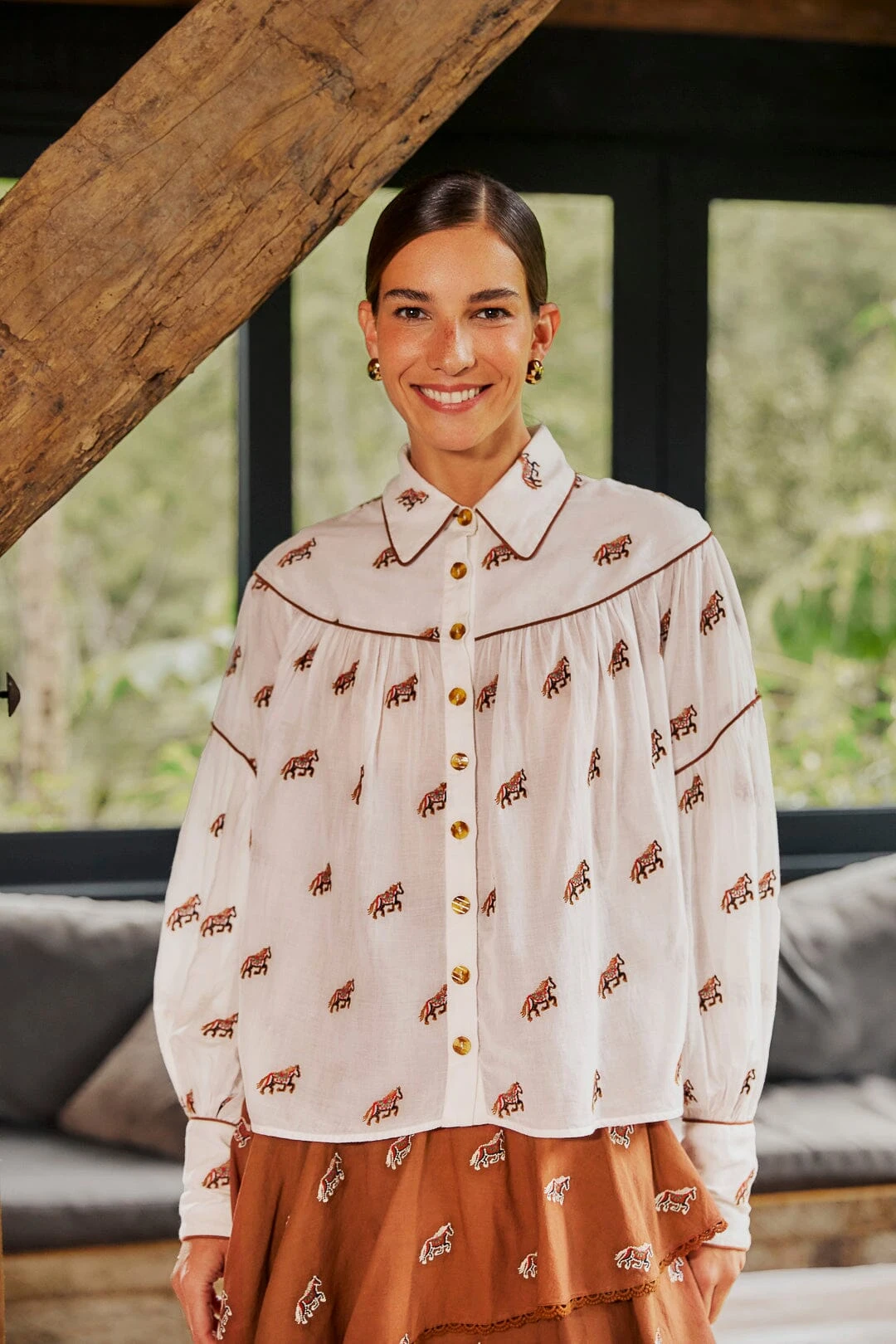 Farm Rio Off-White Embroidered Horses Blouse 1 Farm Rio Off-White Embroidered Horses Blouse