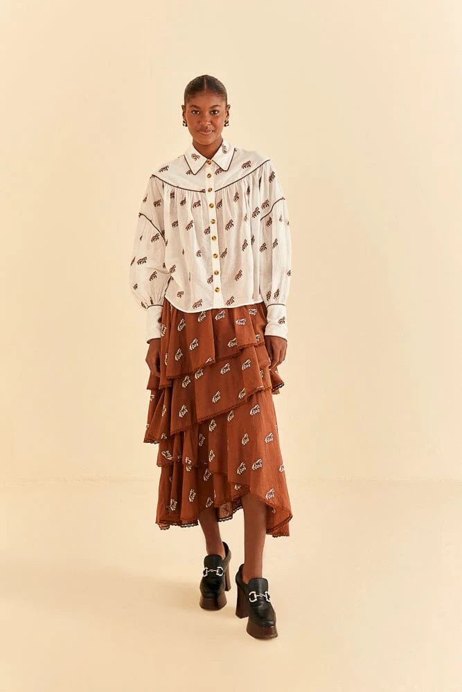 Farm Rio Off-White Embroidered Horses Blouse 3 Farm Rio Off-White Embroidered Horses Blouse - Image 3