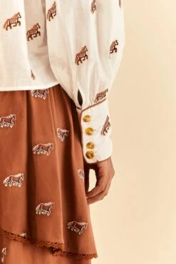 Farm Rio Off-White Embroidered Horses Blouse 11 Farm Rio Off-White Embroidered Horses Blouse -Farm Rio Shoop 312012 06