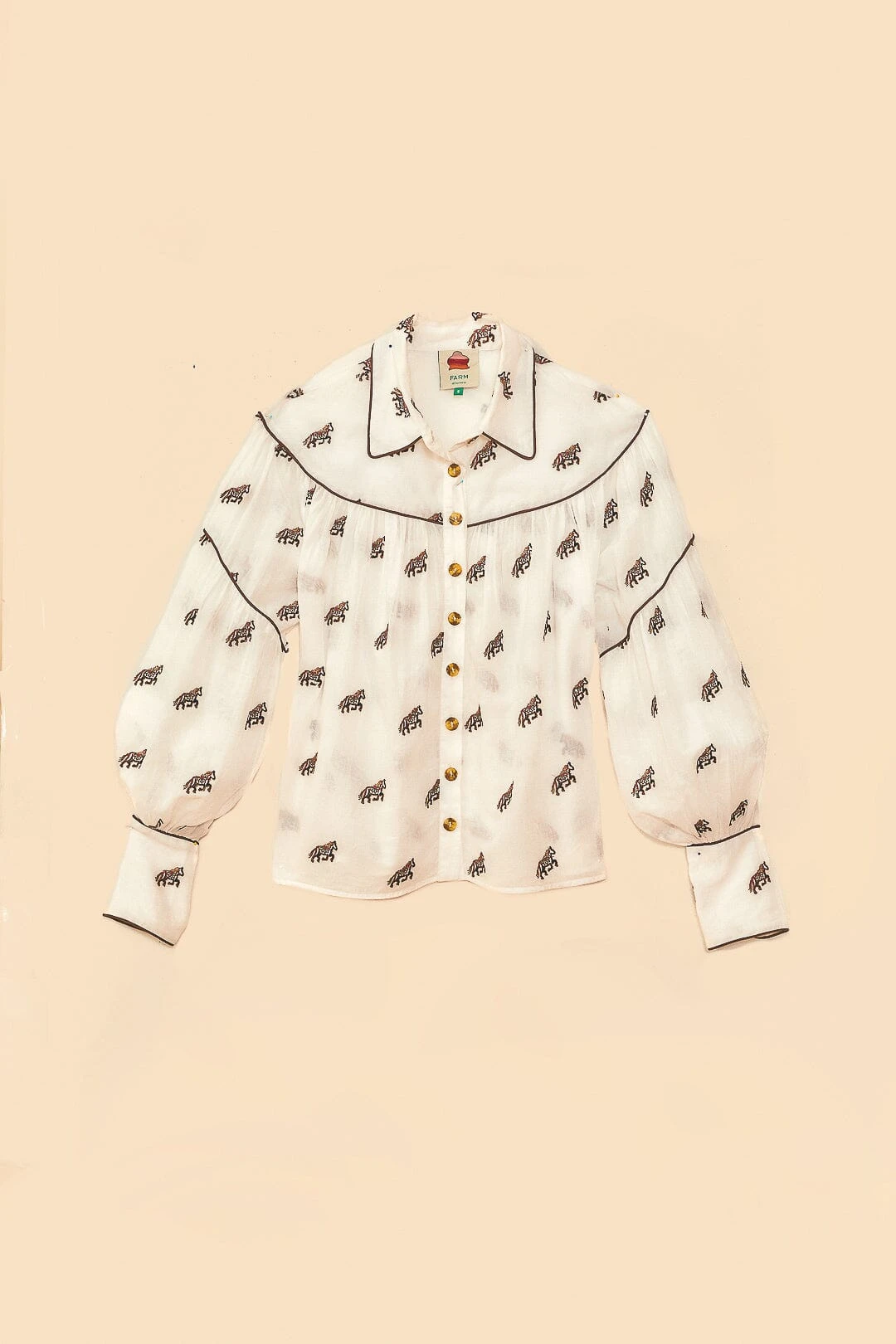 Farm Rio Off-White Embroidered Horses Blouse 7 Farm Rio Off-White Embroidered Horses Blouse - Image 7