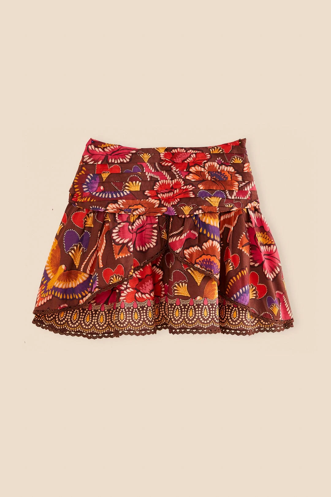 Farm Rio Brown Bright Flora Mini Skirt 6 Farm Rio Brown Bright Flora Mini Skirt - Image 6
