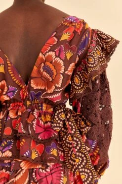 Farm Rio Brown Bright Flora Blouse -Farm Rio Shoop 312020 06