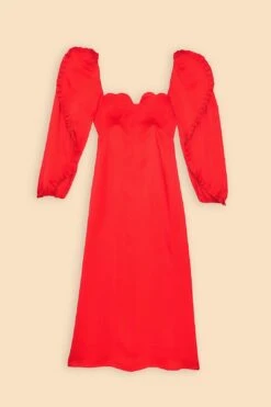 Farm Rio Red Heart Shaped Neckline Long Sleeve Midi Dress -Farm Rio Shoop 312027 07 1