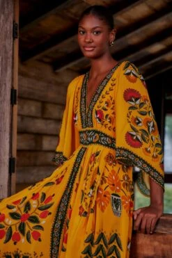 Farm Rio Yellow Tropical Tapestry Kaftan Dress -Farm Rio Shoop 312047 03