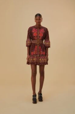 Farm Rio Brown Bright Flora Short Sleeve Mini Dress 7 Farm Rio Brown Bright Flora Short Sleeve Mini Dress -Farm Rio Shoop 312050 03