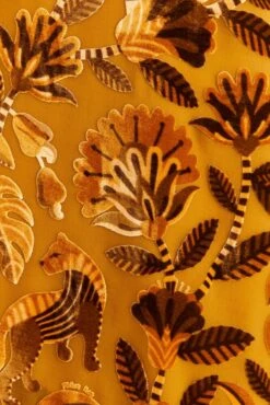 Farm Rio Golden Yellow Velvet One Shoulder Fringe Dress -Farm Rio Shoop 312168 05