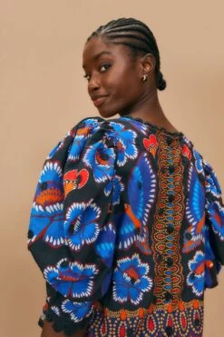 Farm Rio Black Ainika Sparkle Short Sleeve Blouse 8 Farm Rio Black Ainika Sparkle Short Sleeve Blouse -Farm Rio Shoop 312281 03