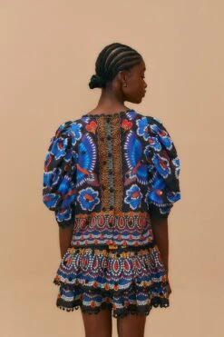 Farm Rio Black Ainika Sparkle Short Sleeve Blouse 9 Farm Rio Black Ainika Sparkle Short Sleeve Blouse -Farm Rio Shoop 312281 04