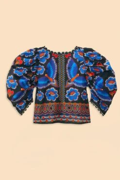 Farm Rio Black Ainika Sparkle Short Sleeve Blouse 10 Farm Rio Black Ainika Sparkle Short Sleeve Blouse -Farm Rio Shoop 312281 06