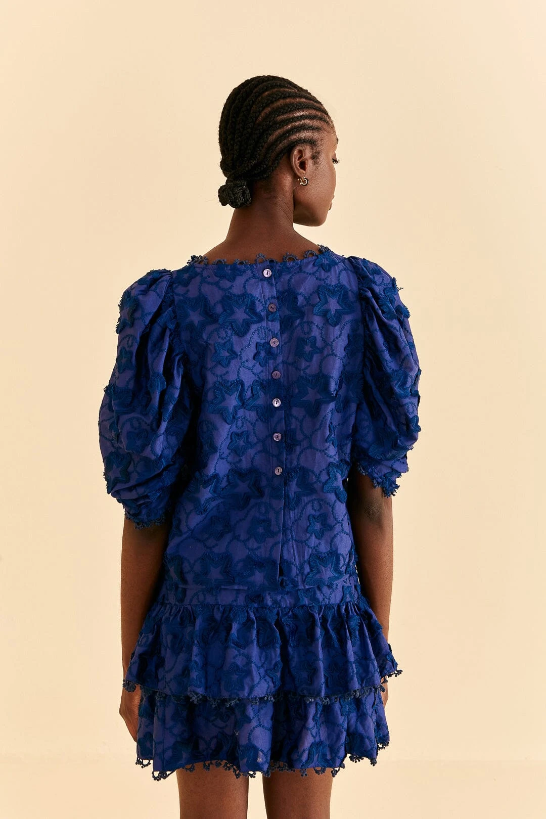 Farm Rio Navy Blue 3d Star Texture Blouse 4 Farm Rio Navy Blue 3d Star Texture Blouse - Image 4