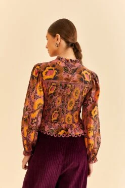 Farm Rio Blush Garden Bloom Smocked Blouse -Farm Rio Shoop 312287 03