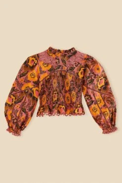 Farm Rio Blush Garden Bloom Smocked Blouse -Farm Rio Shoop 312287 06