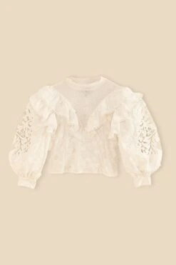 Farm Rio Off-White Smocked Yoke 3d Flower Blouse -Farm Rio Shoop 312290 06