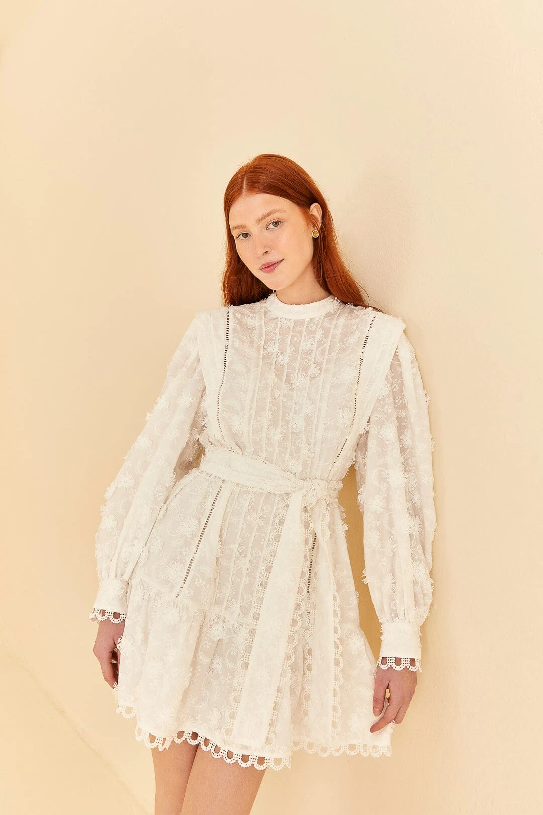 Farm Rio Off-White 3d Flower Pleated Mini Dress 1 Farm Rio Off-White 3d Flower Pleated Mini Dress