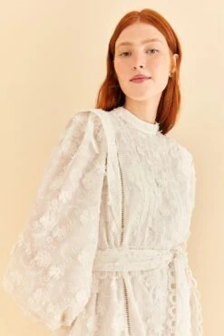 Farm Rio Off-White 3d Flower Pleated Mini Dress 11 Farm Rio Off-White 3d Flower Pleated Mini Dress -Farm Rio Shoop 312366 03