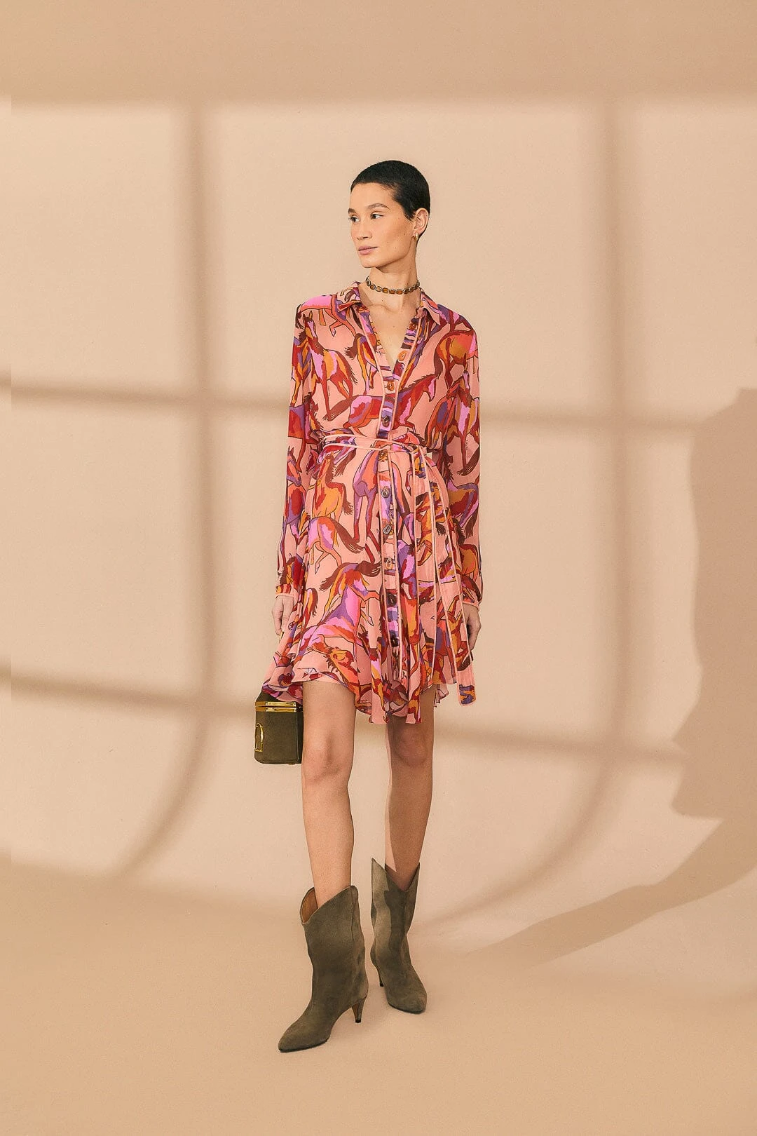 Farm Rio Rose Wild Horses Long Sleeve Mini Dress 1 Farm Rio Rose Wild Horses Long Sleeve Mini Dress