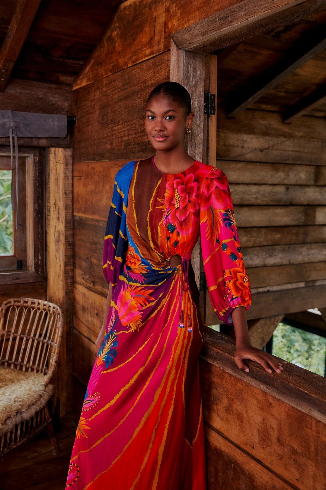 Farm Rio Vintage Wave Circle Cut-Out Midi Dress 1 Farm Rio Vintage Wave Circle Cut-Out Midi Dress