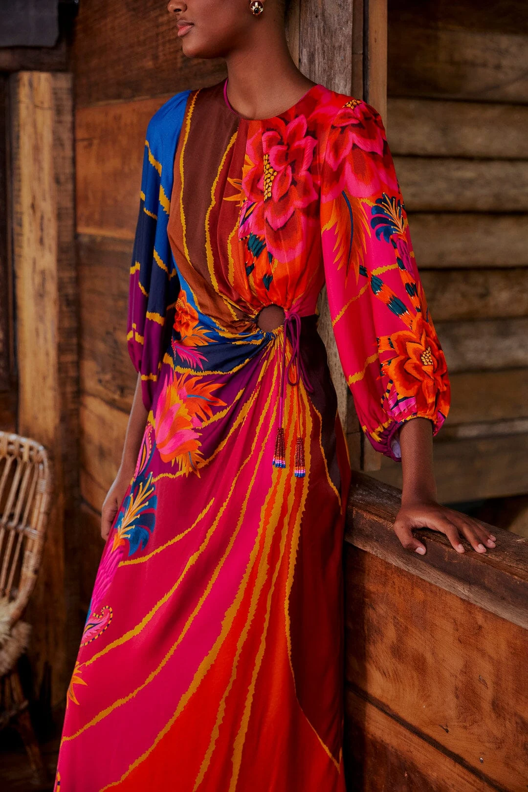 Farm Rio Vintage Wave Circle Cut-Out Midi Dress 3 Farm Rio Vintage Wave Circle Cut-Out Midi Dress - Image 3