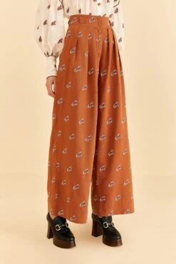 Farm Rio Caramel Embroidered Horses Pants -Farm Rio Shoop 312388 03