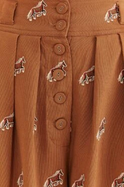 Farm Rio Caramel Embroidered Horses Pants -Farm Rio Shoop 312388 05
