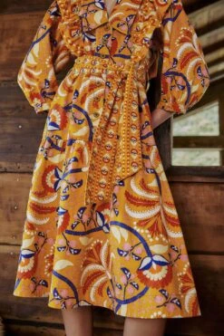 Farm Rio Yellow Palms Party Midi Dress -Farm Rio Shoop 312461 05