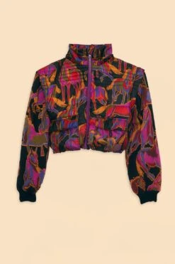 Farm Rio Black Wild Horses Reversible Puffer Jacket -Farm Rio Shoop 312503 010