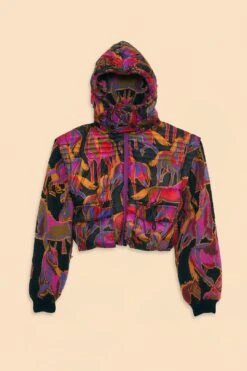 Farm Rio Black Wild Horses Reversible Puffer Jacket -Farm Rio Shoop 312503 09