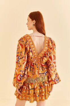 Farm Rio Yellow Palms Party Smocked Mini Skirt -Farm Rio Shoop 312548 04