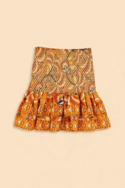 Farm Rio Yellow Palms Party Smocked Mini Skirt -Farm Rio Shoop 312548 06