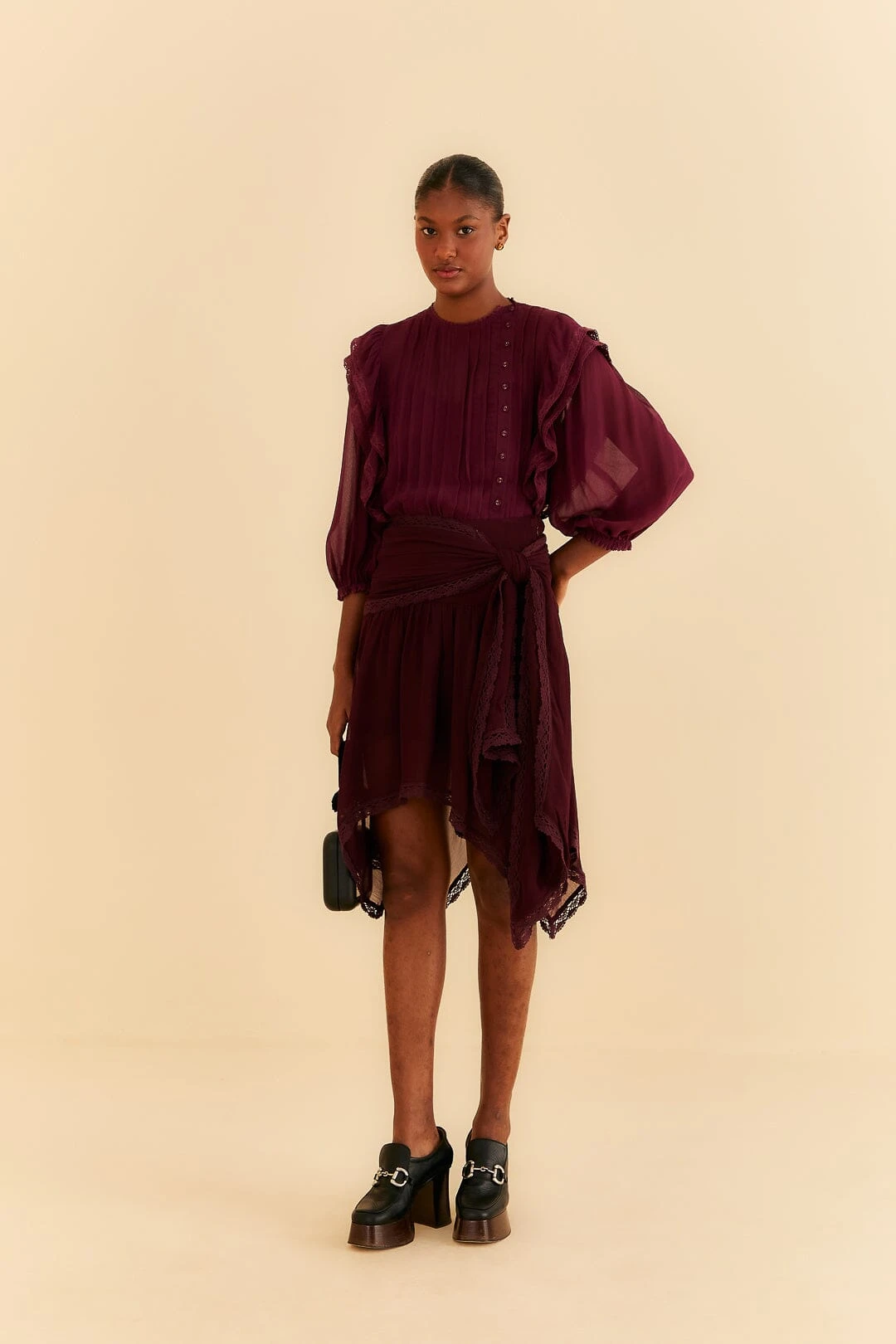 Farm Rio Burgundy Ruffle Blouse 2 Farm Rio Burgundy Ruffle Blouse - Image 2