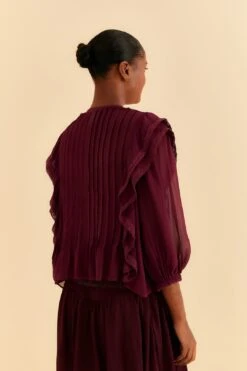 Farm Rio Burgundy Ruffle Blouse 9 Farm Rio Burgundy Ruffle Blouse -Farm Rio Shoop 312660 04