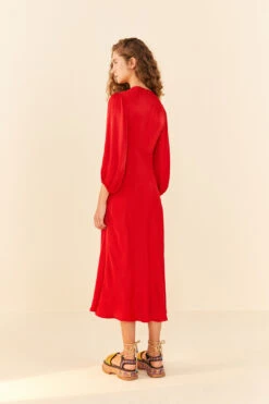 Farm Rio Red Front Circle Cut Out Midi Dress -Farm Rio Shoop 312693 04