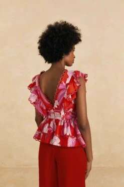 Farm Rio Red Dewdrop Floral Sleeveless Blouse 6 Farm Rio Red Dewdrop Floral Sleeveless Blouse -Farm Rio Shoop 313598 03