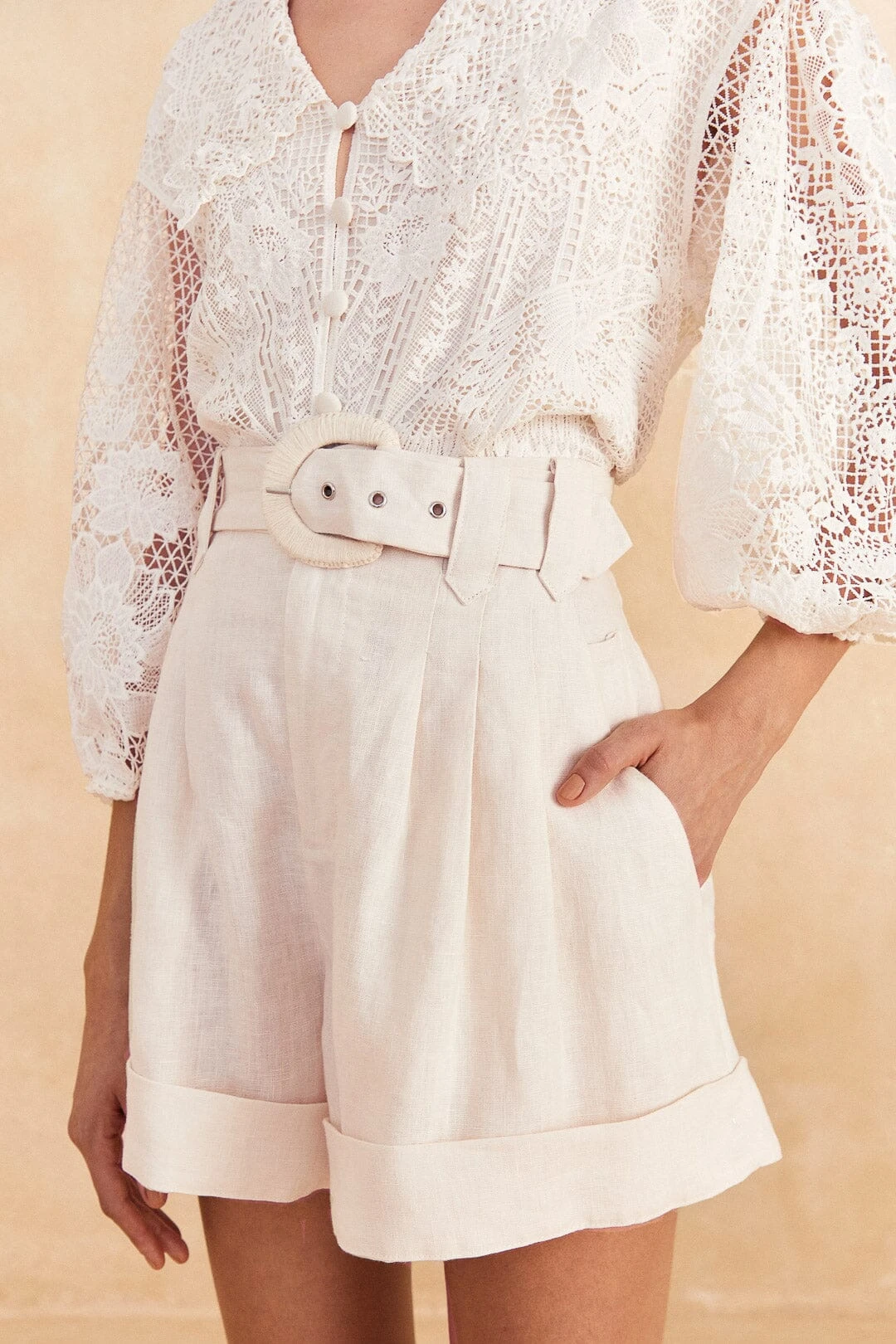 Farm Rio Off-White Tailored Shorts 3 Farm Rio Off-White Tailored Shorts - Image 3