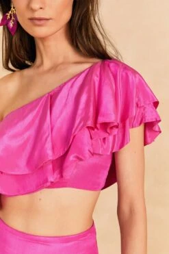 Farm Rio Dark Pink Marocaine Ruffle Top -Farm Rio Shoop 313616 03
