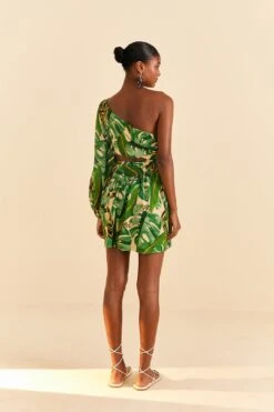 Farm Rio Tropical Leaves One Shoulder Mini Dress 7 Farm Rio Tropical Leaves One Shoulder Mini Dress -Farm Rio Shoop 313620 03