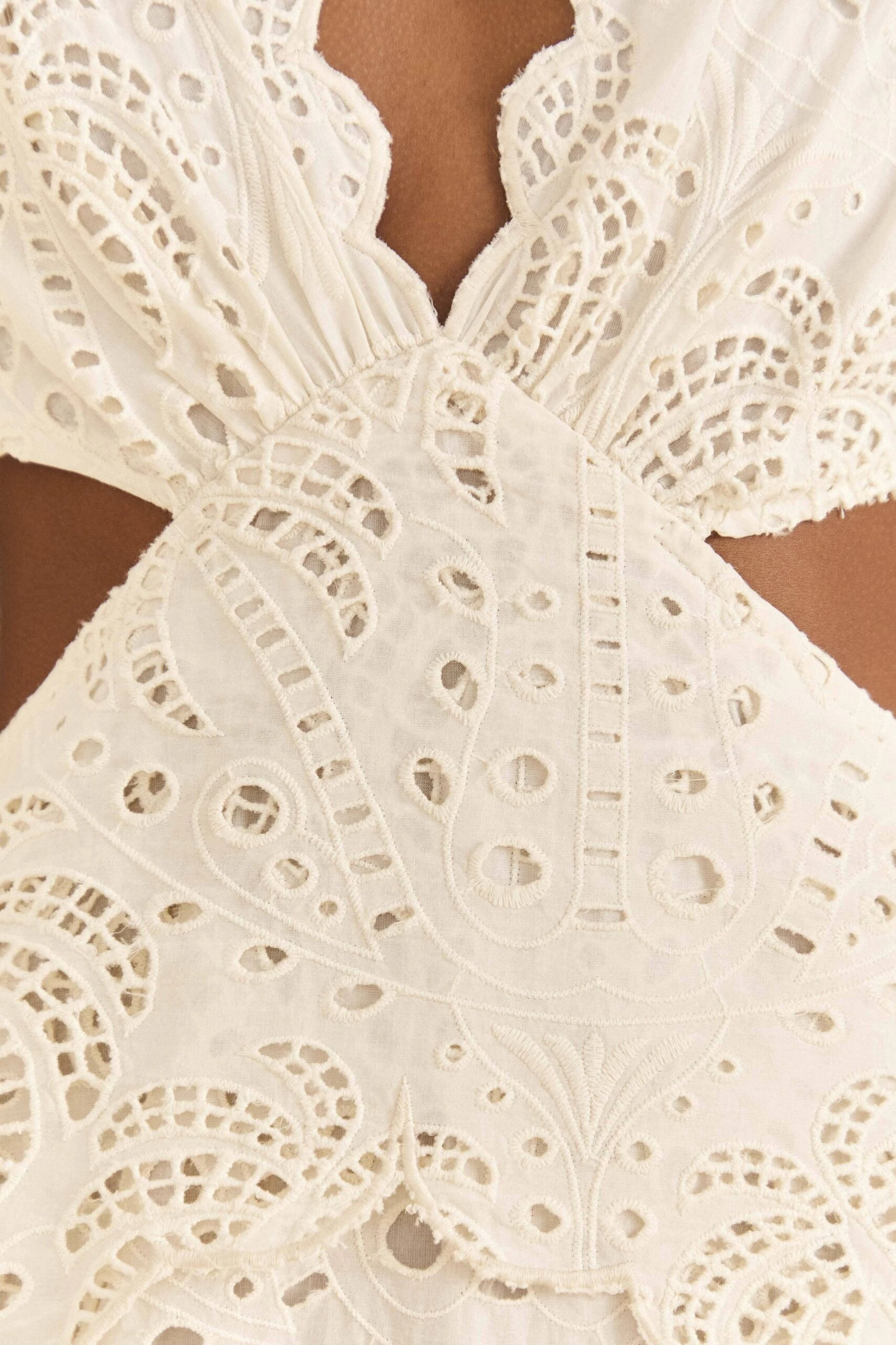 Farm Rio Off-White Richelieu Midi Dress 3 Farm Rio Off-White Richelieu Midi Dress - Image 3