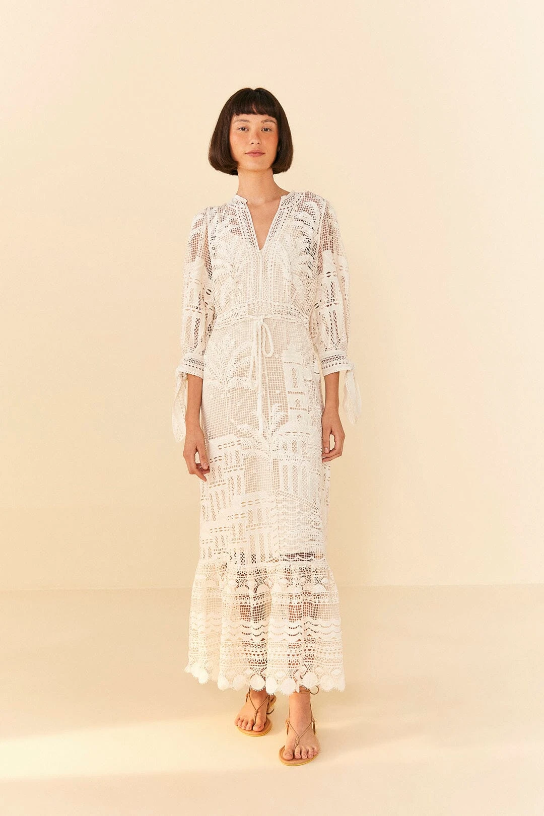Farm Rio Off-White Morada Boa Guipure Dress 2 Farm Rio Off-White Morada Boa Guipure Dress - Image 2