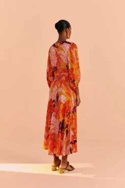 Farm Rio Beige Jungle Panther Lenzing™ Ecovero™ Viscose Midi Dress -Farm Rio Shoop 313673 05