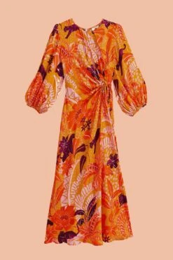 Farm Rio Beige Jungle Panther Lenzing™ Ecovero™ Viscose Midi Dress -Farm Rio Shoop 313673 07