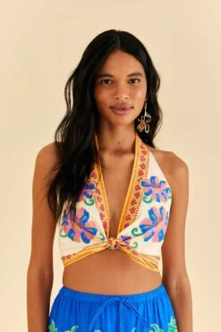 Farm Rio Off-White Vivid Garden Top