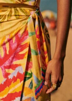 Farm Rio Summer Forest Yellow Bia Midi Skirt -Farm Rio Shoop 313792 03