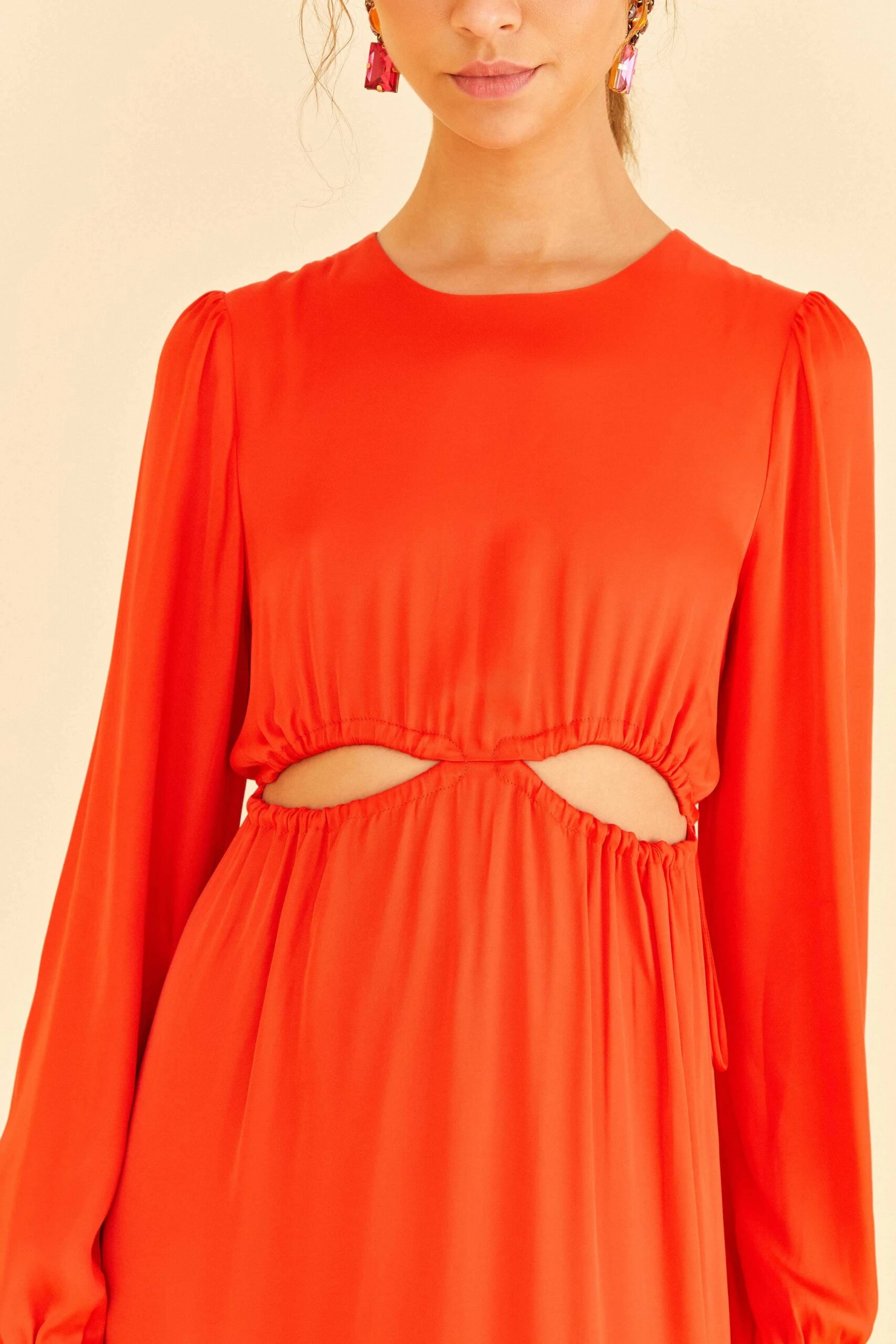 Farm Rio Red Viscose Satin Midi Dress 2 Farm Rio Red Viscose Satin Midi Dress - Image 2