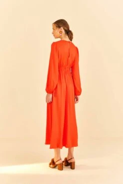Farm Rio Red Viscose Satin Midi Dress 7 Farm Rio Red Viscose Satin Midi Dress -Farm Rio Shoop 313816 04